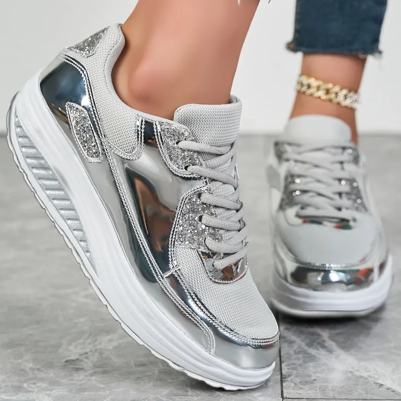 ✨ Modern Women's Platform Sneakers for Shining Casual Style