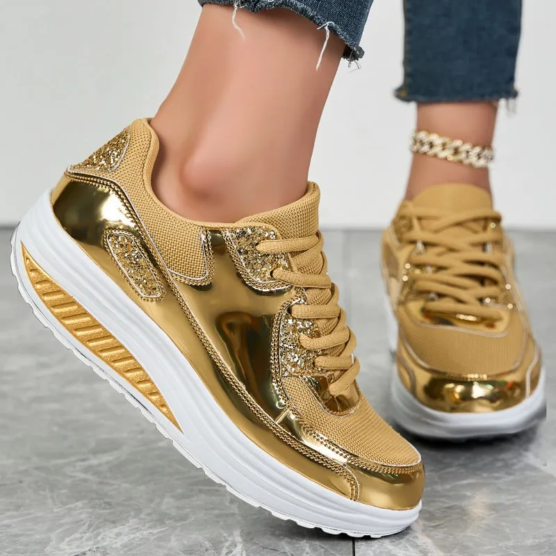 ✨ Modern Women's Platform Sneakers for Shining Casual Style