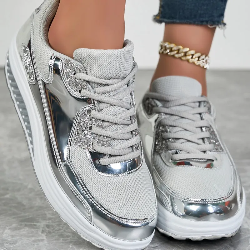 ✨ Modern Women's Platform Sneakers for Shining Casual Style