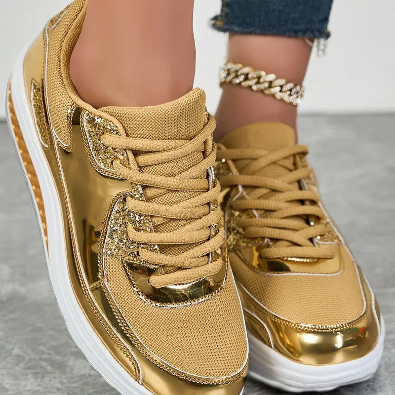 ✨ Modern Women's Platform Sneakers for Shining Casual Style