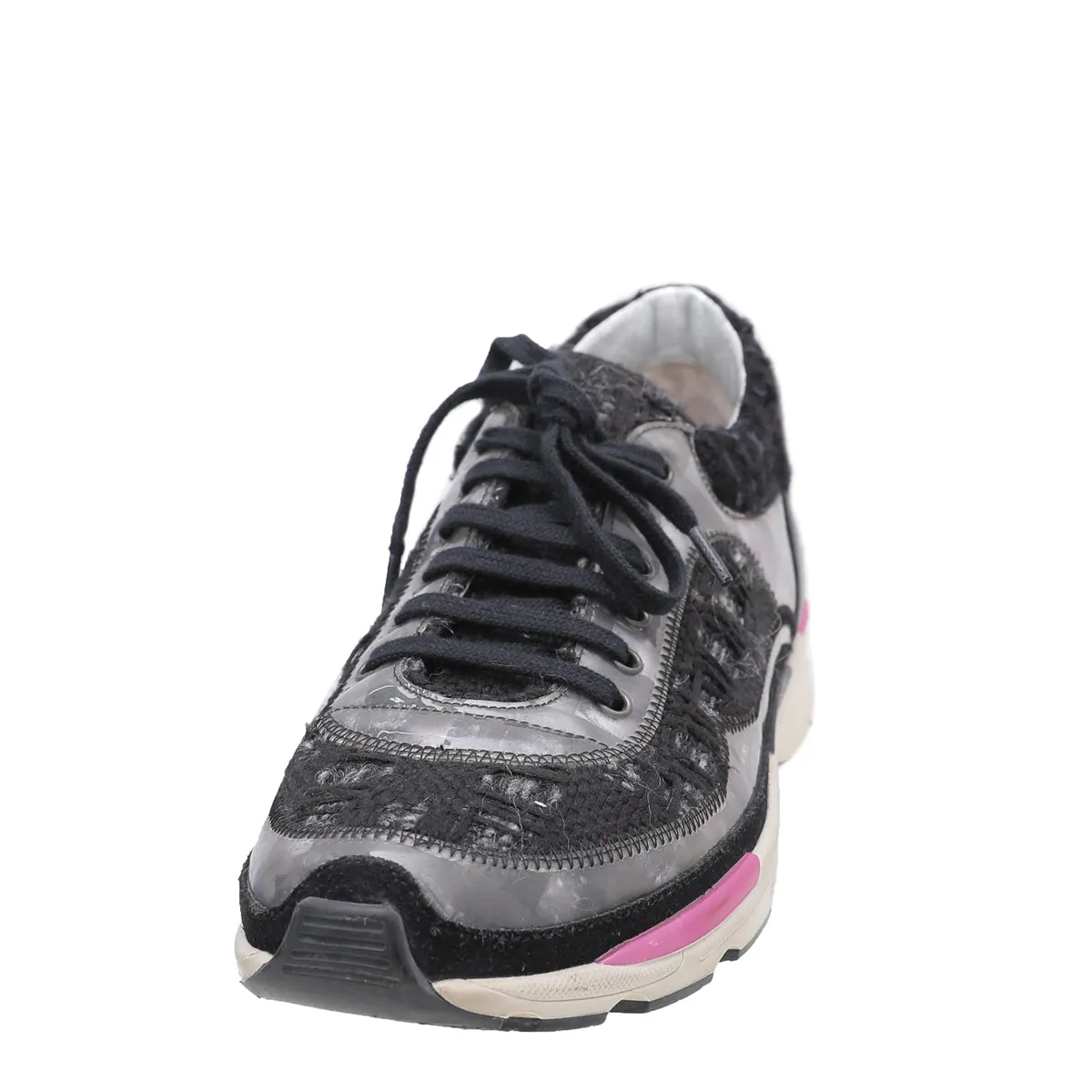 Chanel Black Tweed Runway Sneakers 37