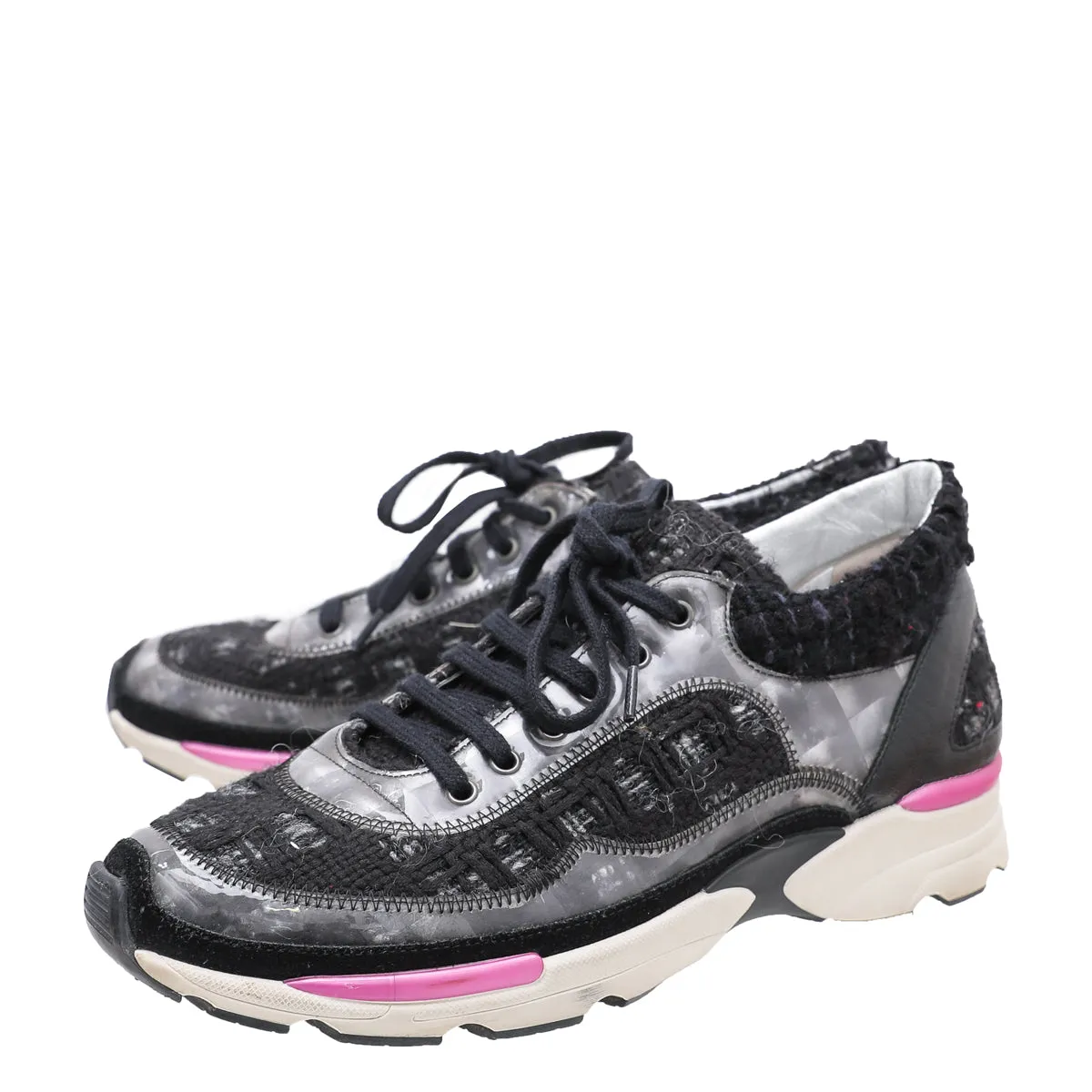 Chanel Black Tweed Runway Sneakers 37
