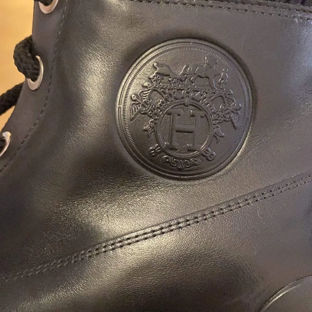 Hermes black boots 38.5 ASC1081