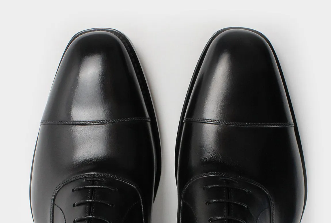 MAURO • Custom Fitted Bespoke Cap Toe Oxford Shoes • BLACK