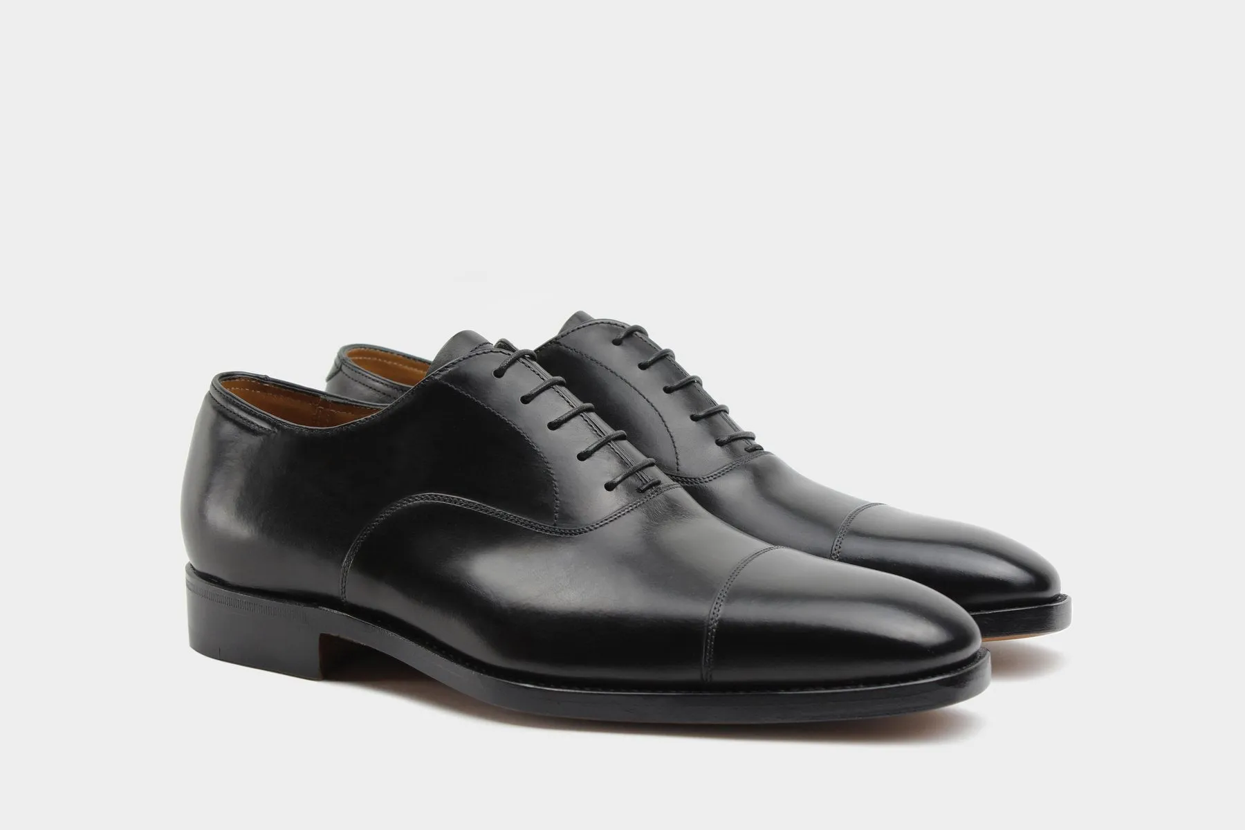 MAURO • Custom Fitted Bespoke Cap Toe Oxford Shoes • BLACK