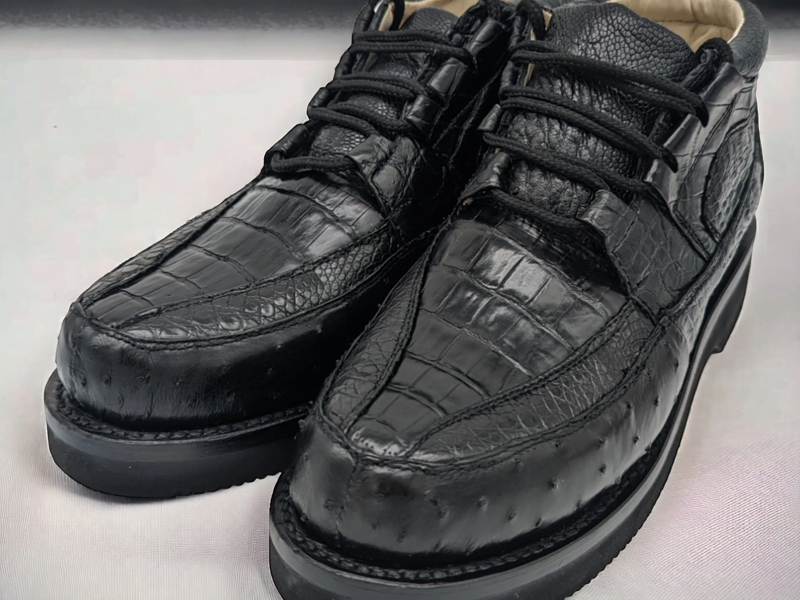 Men's Black Obsidian Alligator and Ostrich Sneaker Boots