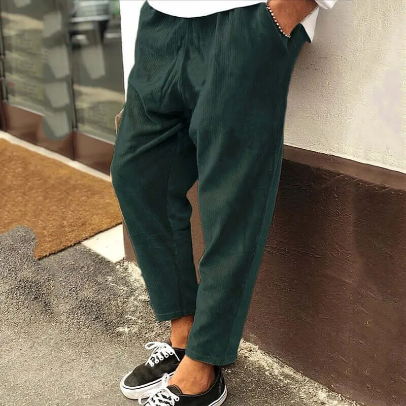 Men's Stylish Ribbed Cropped Pants: Casual Comfort & Style