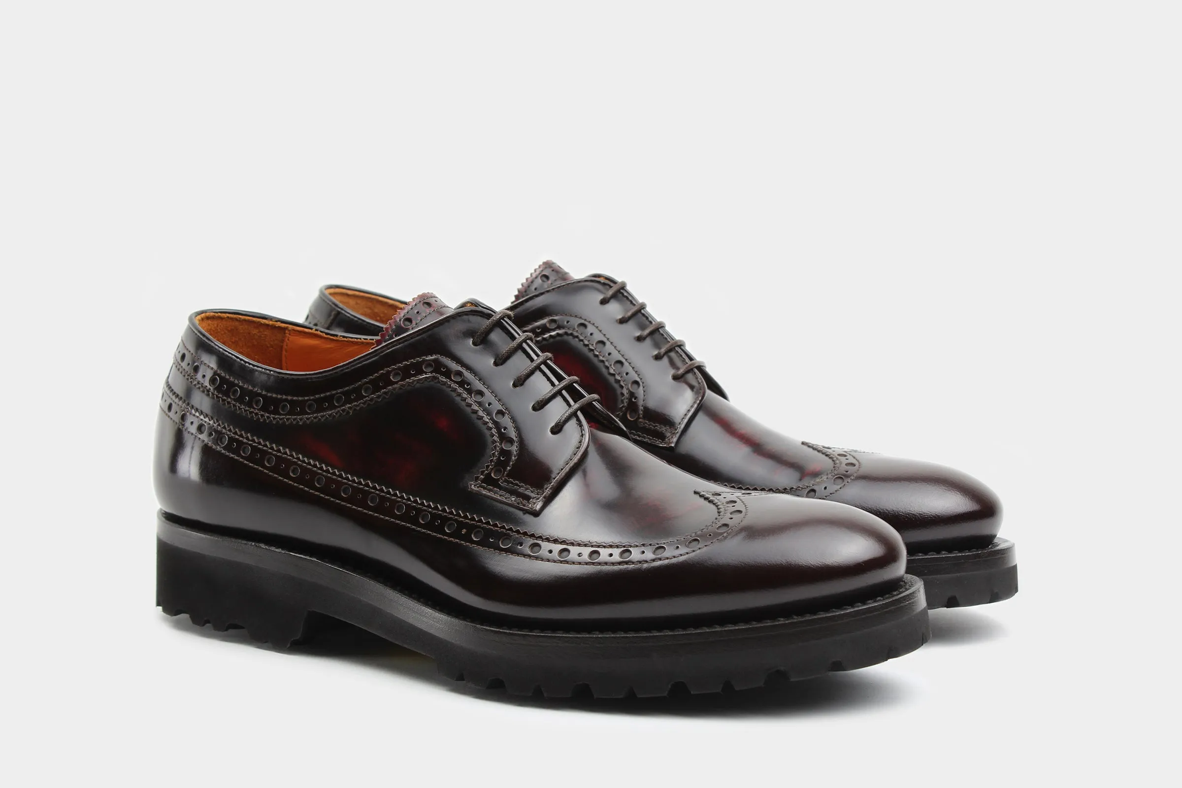 NELLO • Custom Fitted Bespoke Wingtip Brogue Derby Shoes • ROSEWOOD