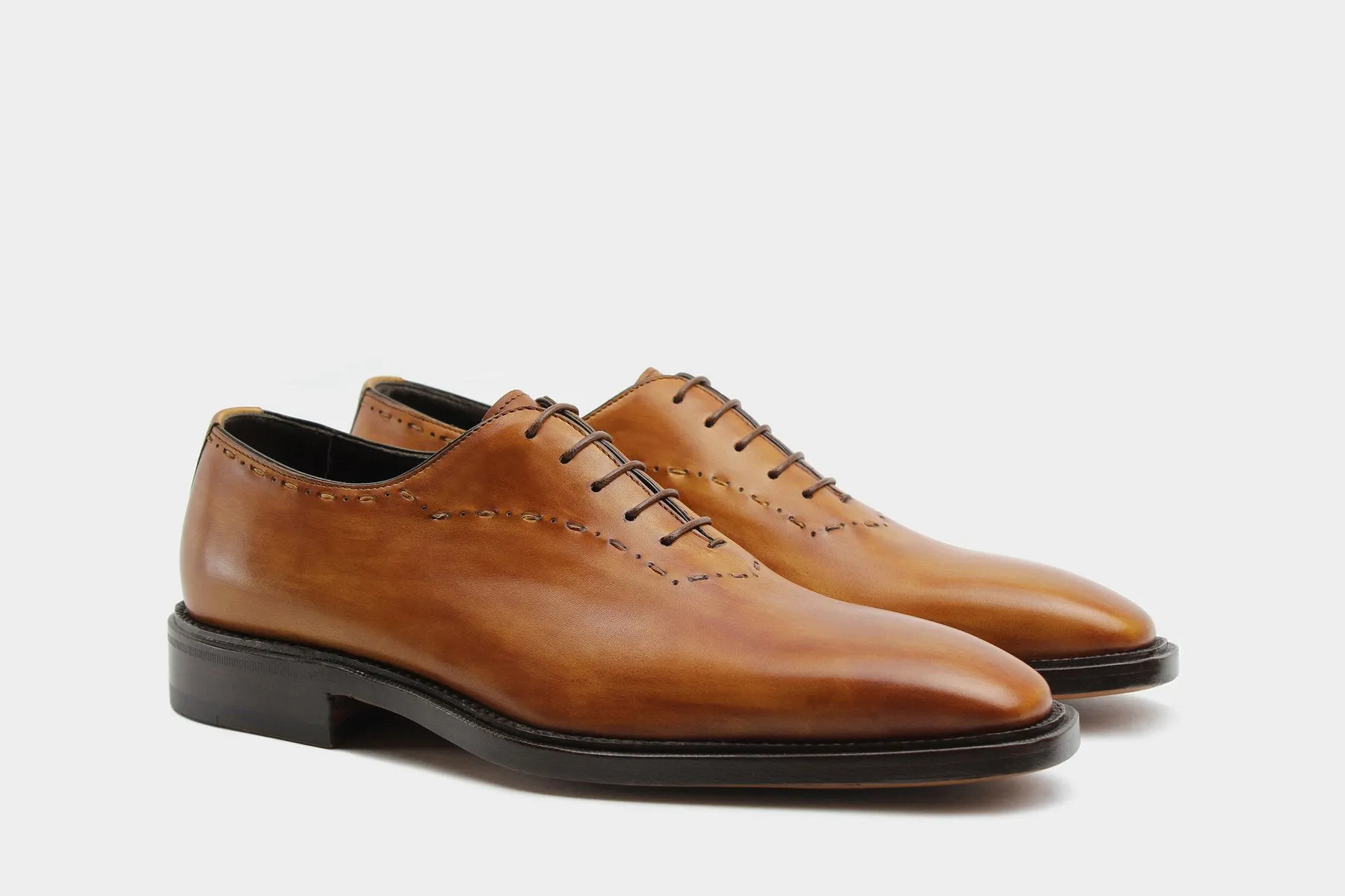 PIETRO • Custom Fitted Bespoke Wholecut Oxford Shoes • BRITISH TAN