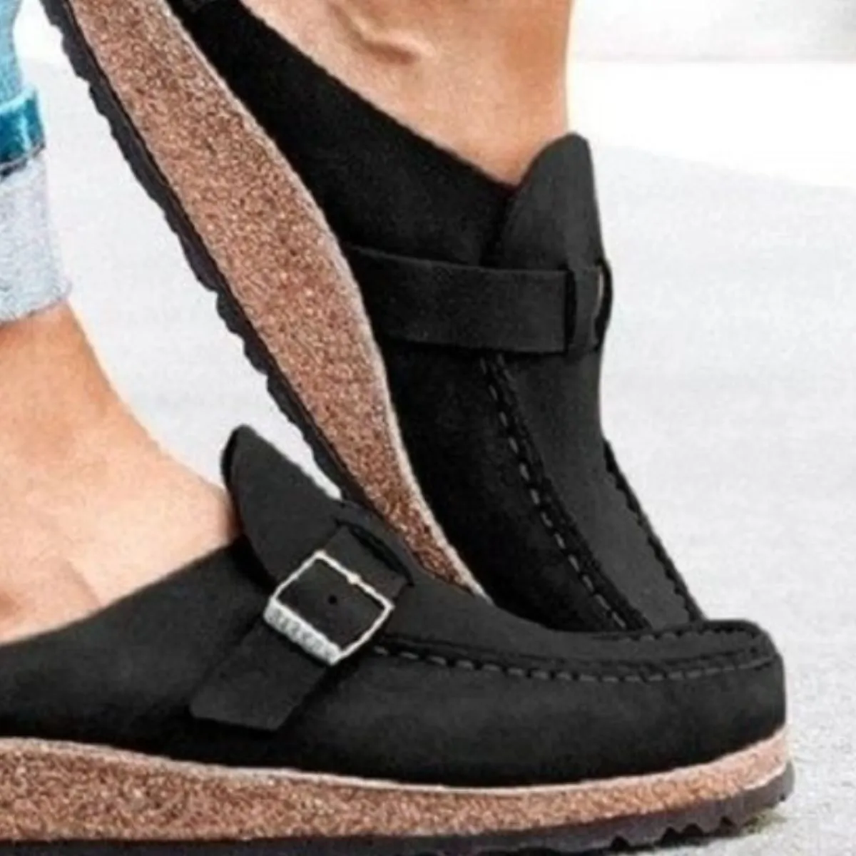 Round Toe Buckle Loafers