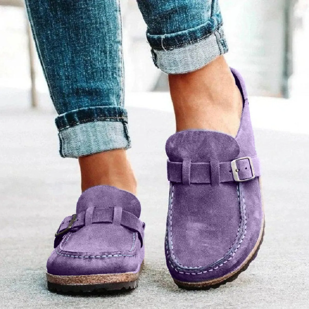 Round Toe Buckle Loafers