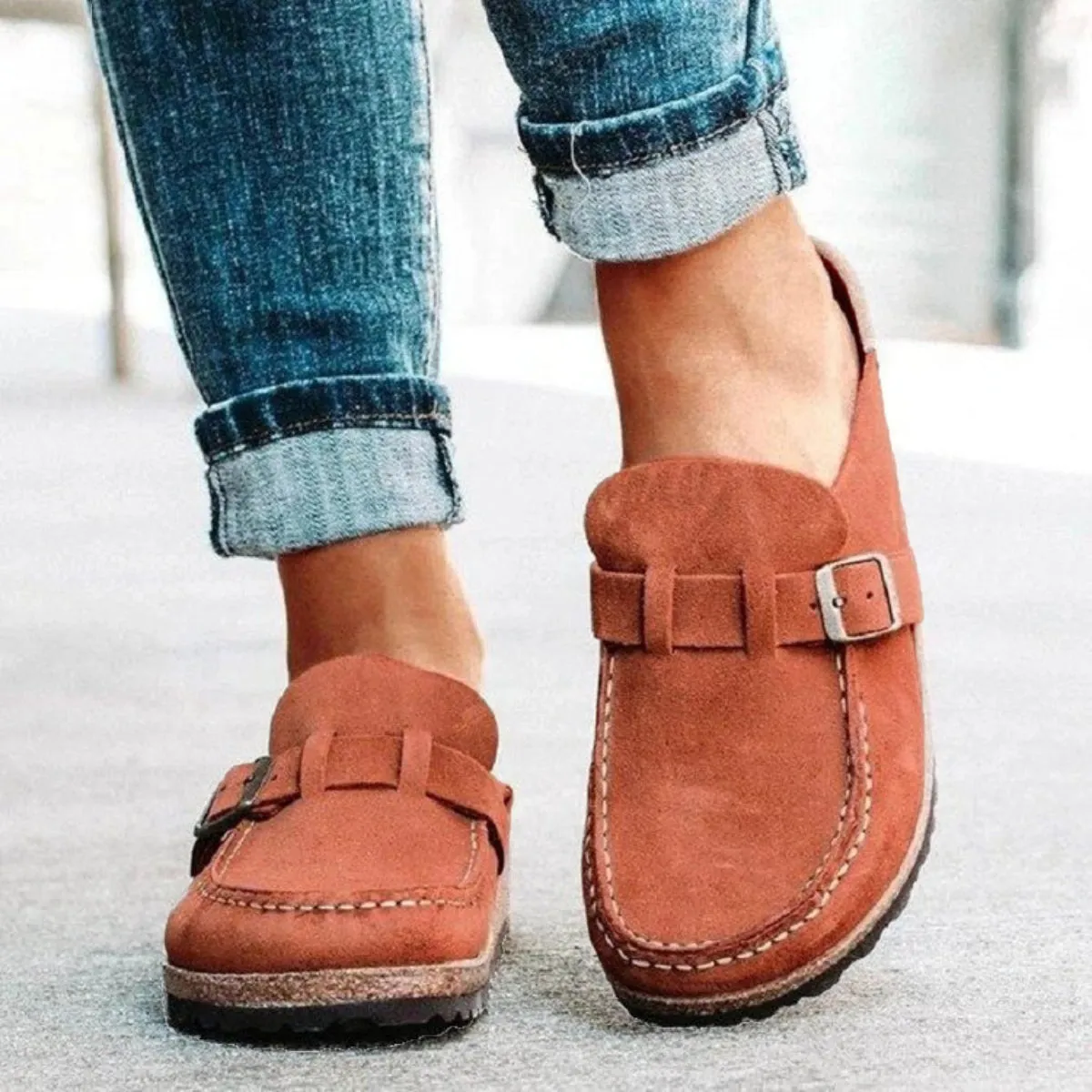Round Toe Buckle Loafers