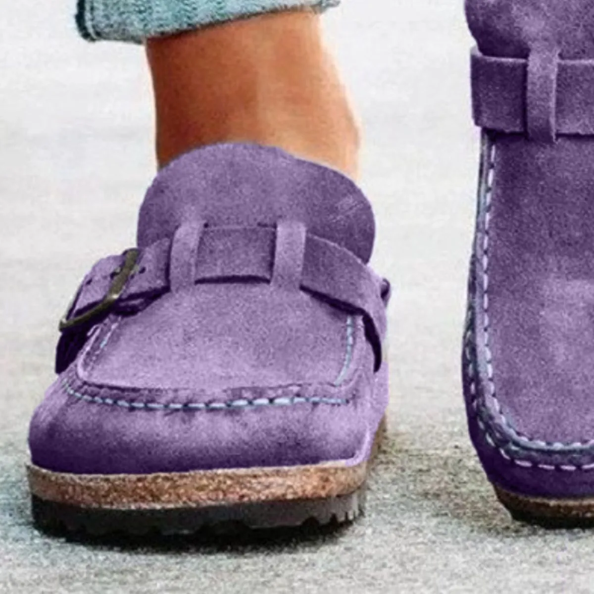 Round Toe Buckle Loafers
