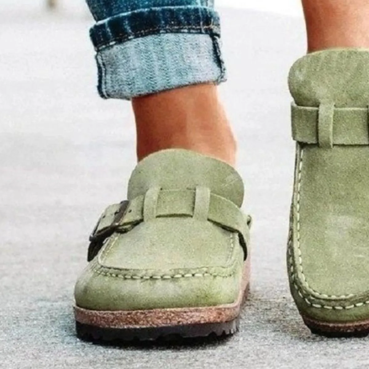 Round Toe Buckle Loafers
