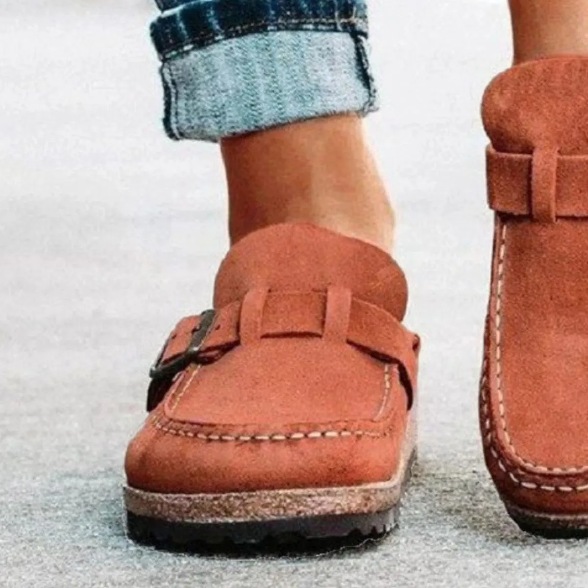 Round Toe Buckle Loafers