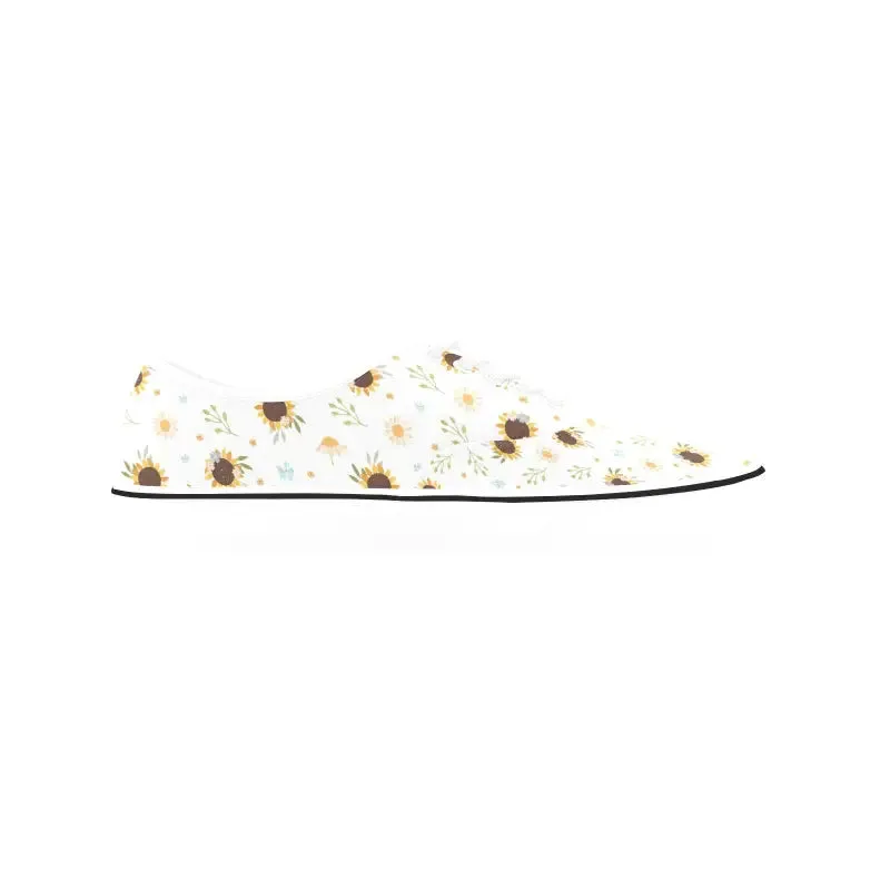 Strut Your Stuff in Women’s Sunflower Print Canvas Sneakers