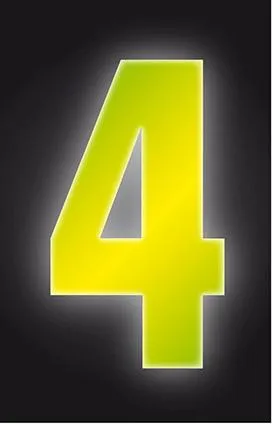 Wheelie Bin Sticker Yellow High Visibility Reflective - Number 4
