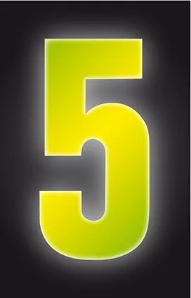 Wheelie Bin Sticker Yellow High Visibility Reflective - Number 5