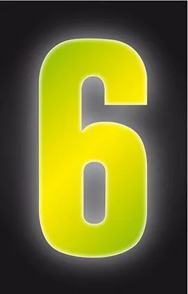 Wheelie Bin Sticker Yellow High Visibility Reflective - Number 6