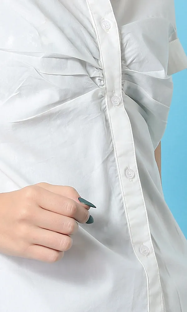 Women Short Sleeve Shirt-17353-White (WSS)